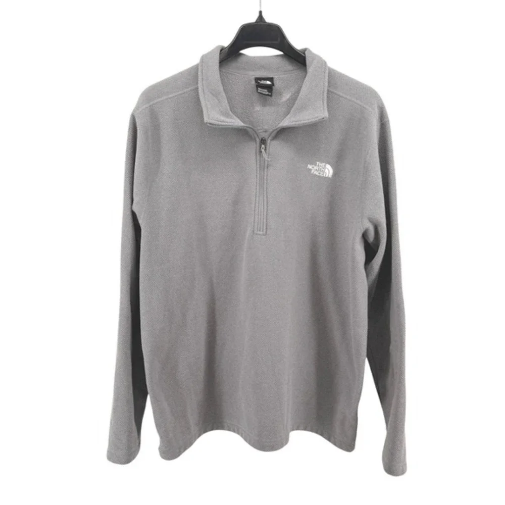 The North Face 1/4 Zip Pullover Mens XXL Pre-Owned Fleece Grey Textured MockNeck